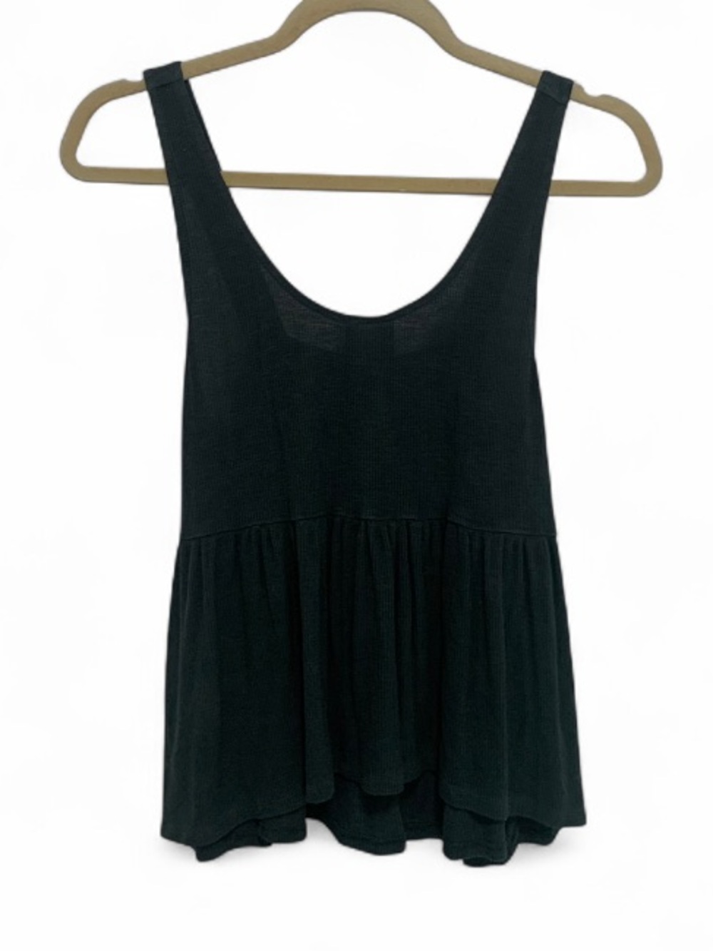 American Eagle Outfitters Soft and Sexy Rib Dark Green Scoop Babydoll Tank Top